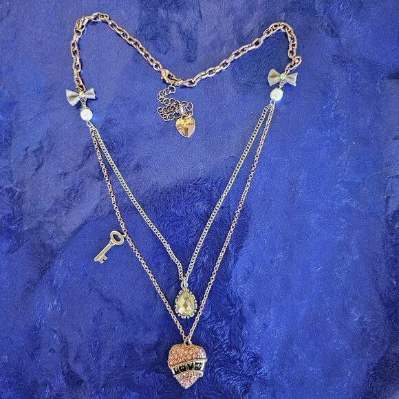 🩷🌹Betsey Johnson 2-Chain LOVE Heart Necklace - EPC🌹🩷 - Picture 2 of 16